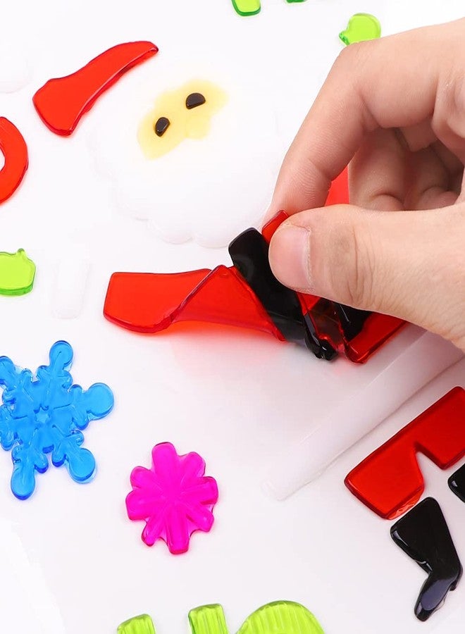 XIMISHOP مجموعة ملصقات جل عيد الميلاد من XIMISHOP، 6 قطع: زينة نوافذ على شكل بابا نويل، رجل الثلج، ندفة الثلج، وبطريق - Image 5